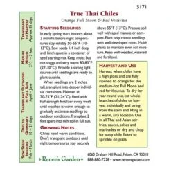 Renee's Garden Pepper Chile Thai Duo Orange Full Moon & Red Vesuvius -Brandt Sales 5171 back