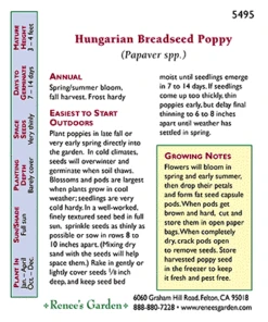 Renee's Garden Poppy Hungarian Breadseed -Brandt Sales 5495 pb