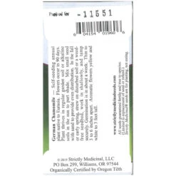 Strictly Medicinal Organic German Chamomile -Brandt Sales Strictly Medicinal Organic German Chamomile back