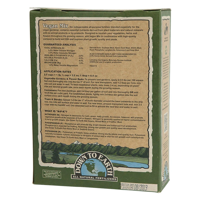 Vegan Mix 3-2-2 Fertilizer (5 Lb Box) 4 Vegan Mix 3-2-2 Fertilizer (5 Lb Box) - Image 2