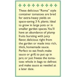 Renee's Garden Tomato Container Roma Inca Jewels -Brandt Sales snv4235 flap