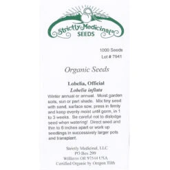 Strictly Medicinal Organic Lobelia, Official -Brandt Sales snv7027